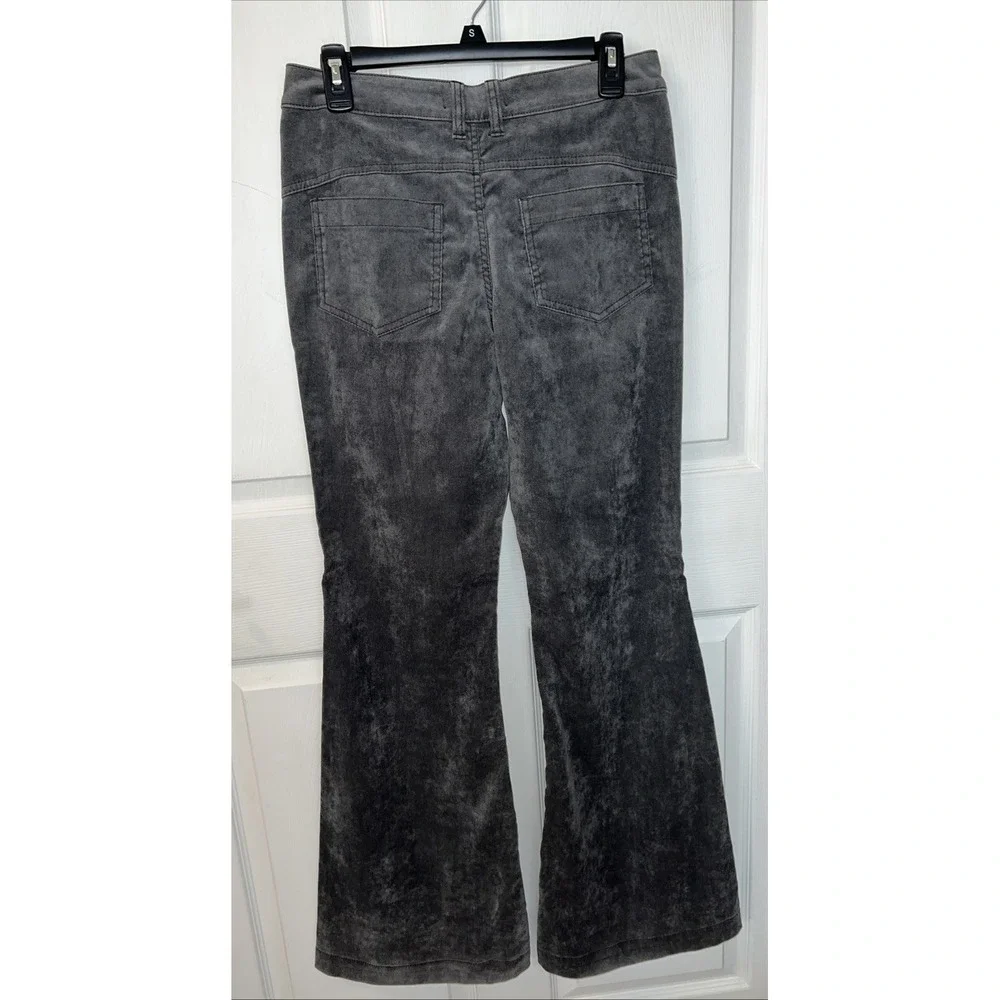 Free People Gray Velvet Bell Bottom Flare‎ Pants Front Patch Pockets Size 27